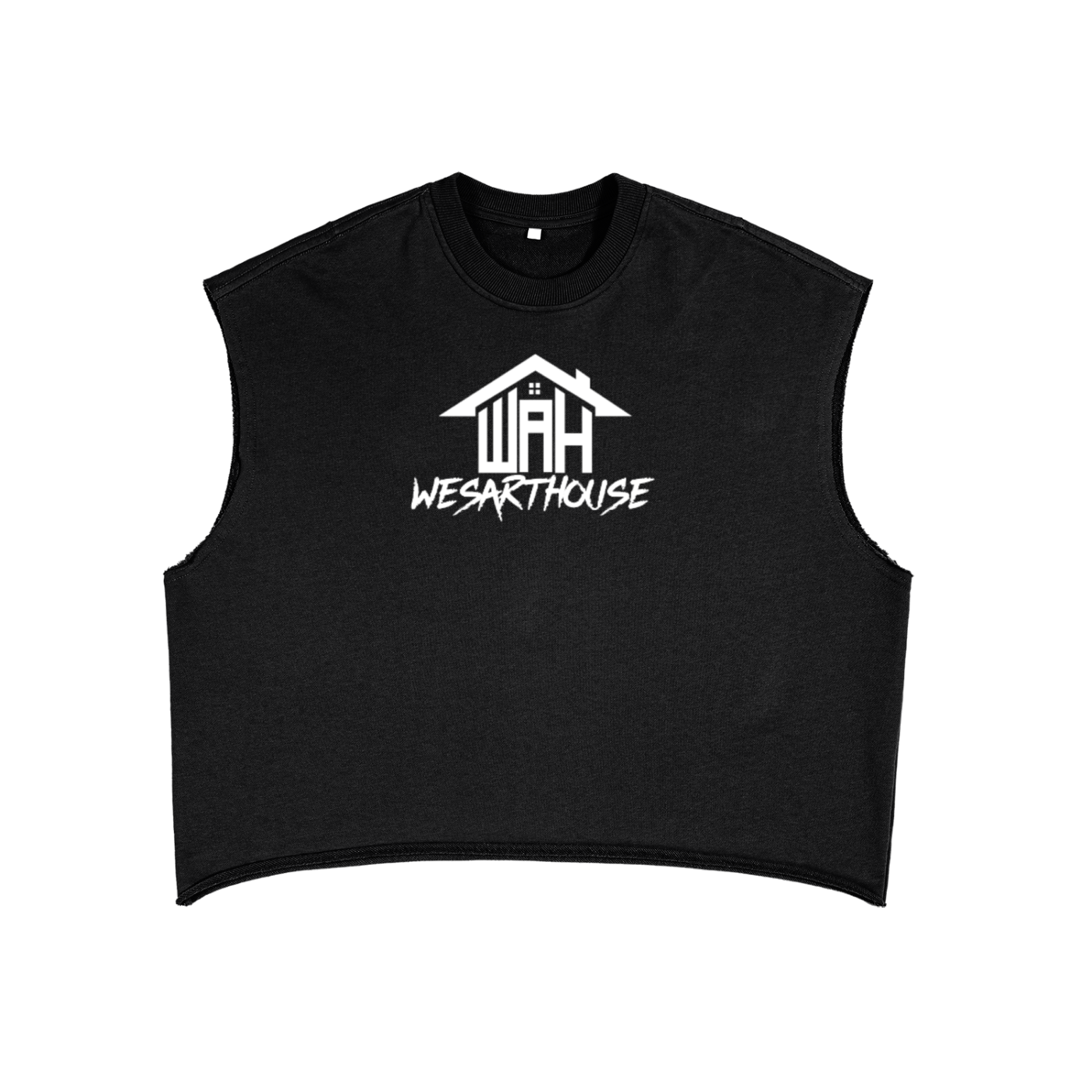 WAH+CROSS BLACK FRENCH TERRY BOXY TANK TOP