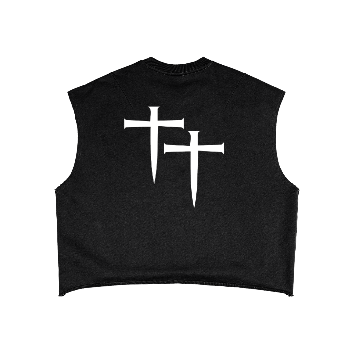 WAH+CROSS BLACK FRENCH TERRY BOXY TANK TOP