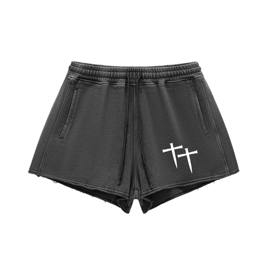 WAH WMNS SNOW WASHED RAW EDGE DRAWSTRING SHORTS