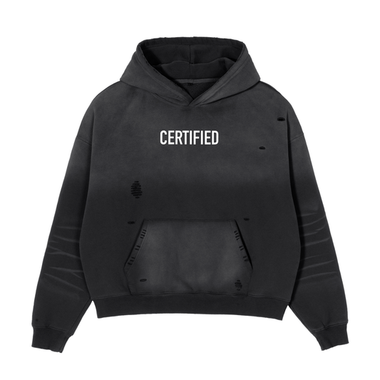 WAH CROSS FRAYED SUNFADE BOXY HOODIE