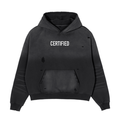 WAH CROSS FRAYED SUNFADE BOXY HOODIE