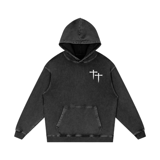 WAH CROSS ACID WASH OVERSIZED HOODIE
