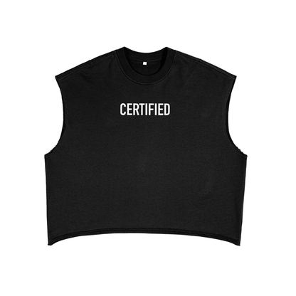 WAH CERTIFIED CROSS BLACK FRENCH TERRY BOXY TANK TOP