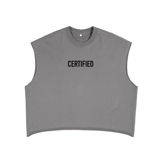 WAH CERTIFIED CROSS GRAY FRENCH TERRY BOXY TANK TOP