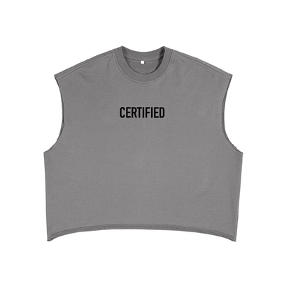 WAH CERTIFIED CROSS GRAY FRENCH TERRY BOXY TANK TOP